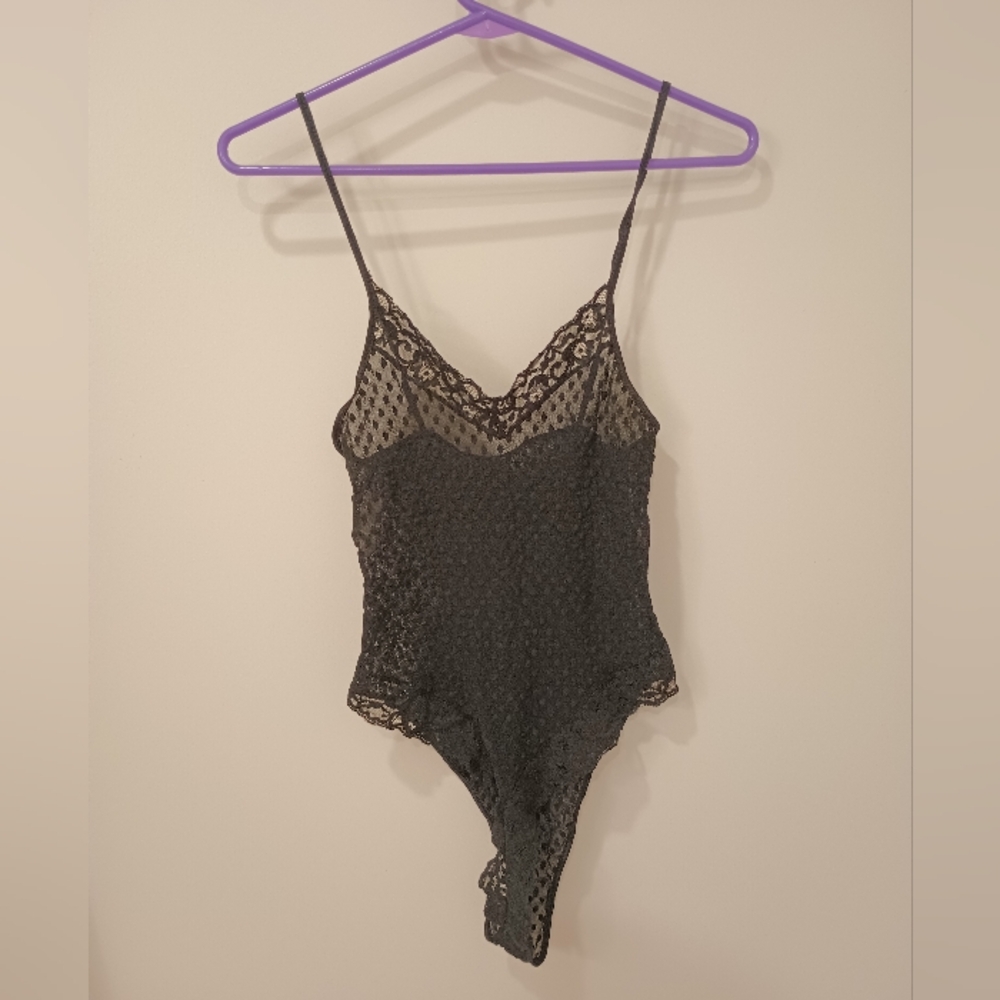Vintage mesh polka dot bodysuit